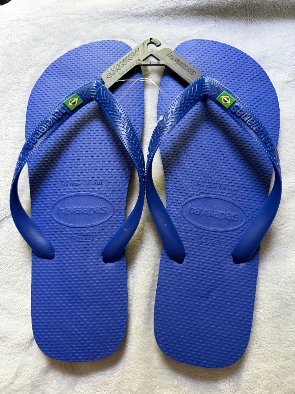 NWT Authentic Havaianas 'Brasil Logo' Flip Flops - Royal Blue (Mens 11/12)